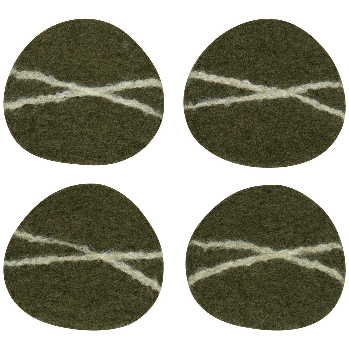 Danica Coaster Striato Olive Branch Set Of 4