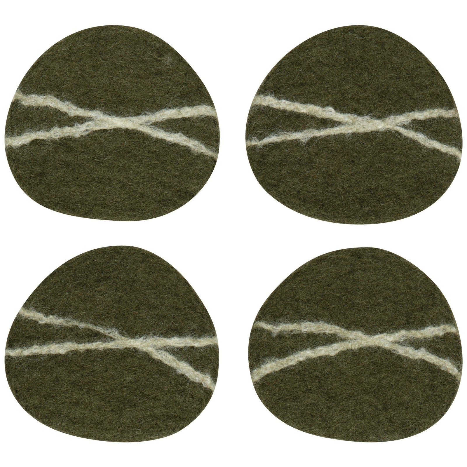 Danica Coaster Striato Olive Branch Set Of 4