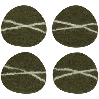 Danica Coaster Striato Olive Branch Set Of 4