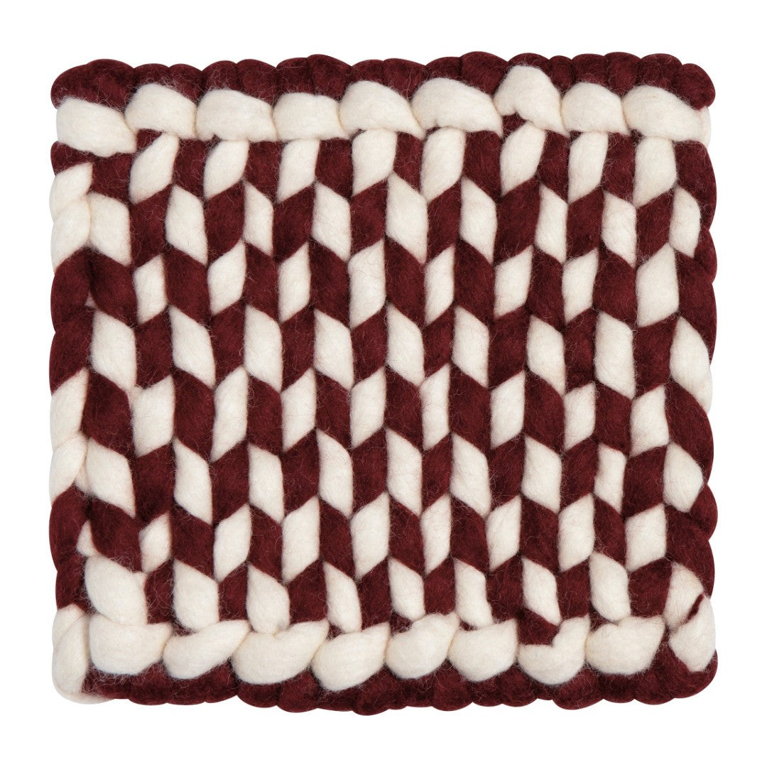 Danica Braid Felt Wool Trivet Garnet