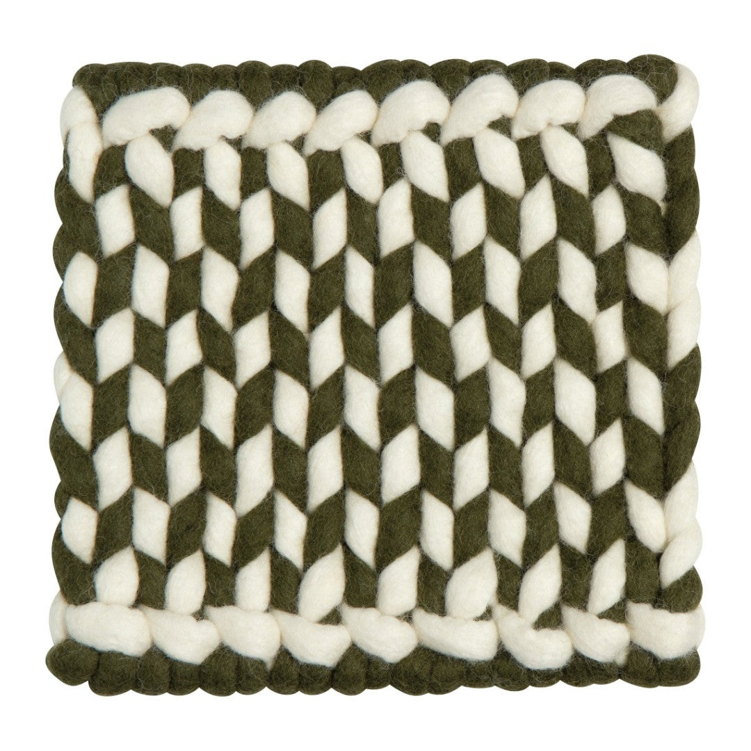 Danica Braid Felt Wool Trivet Olive Branch