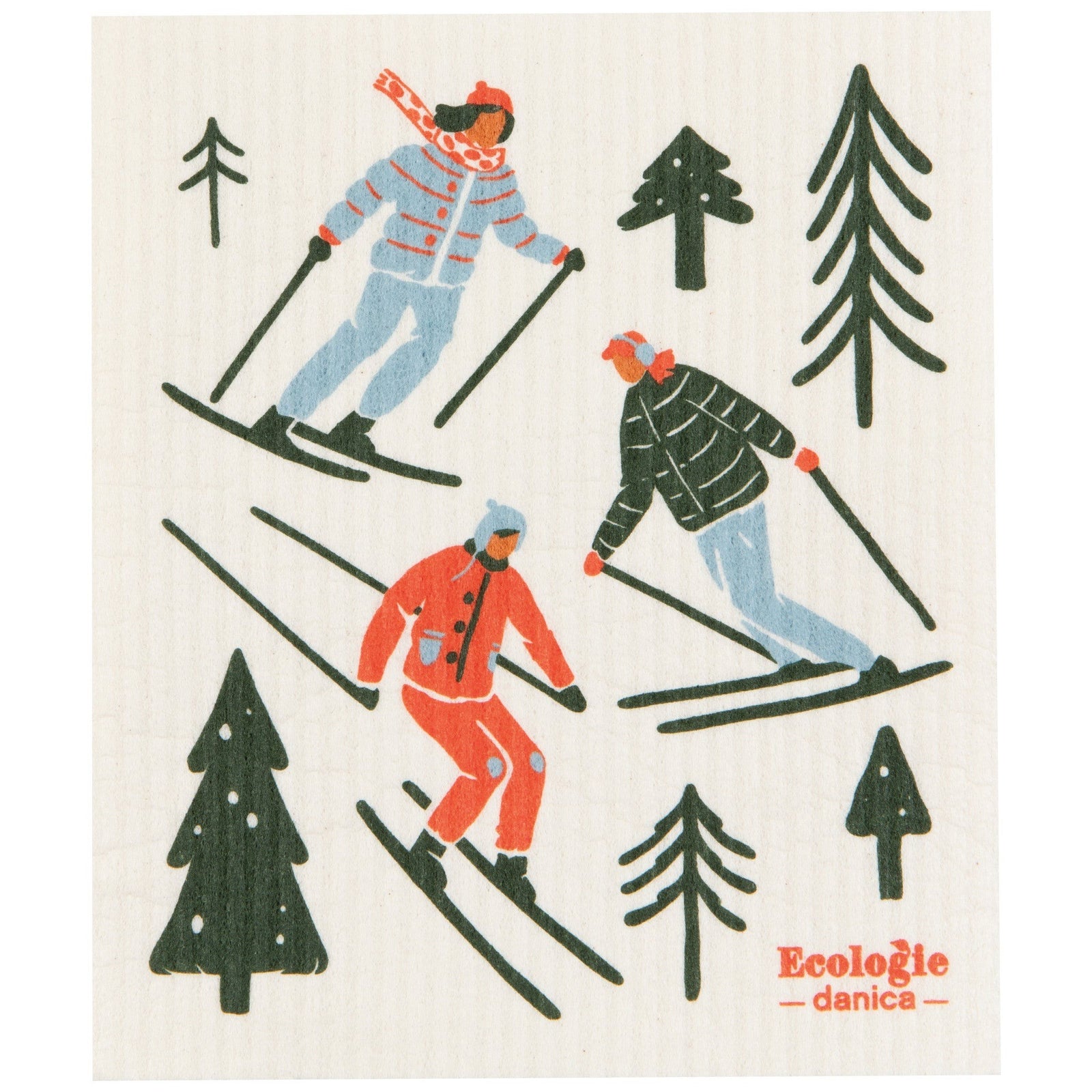 Now Designs Swedish Dish Cloth Christmas Ski Ya Later