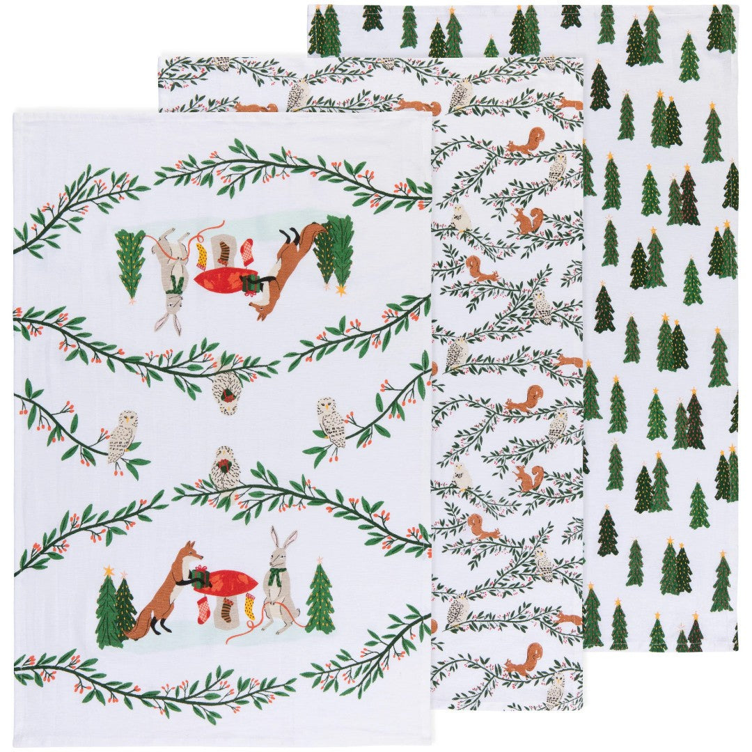 Danica Christmas Tea Towel Set Of 3 - Forest Fete