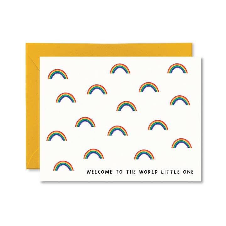 Pretty By Her Baby Card - Welcome Rainbow