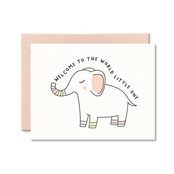 Pretty By Her Baby Card - Elephant Welcome
