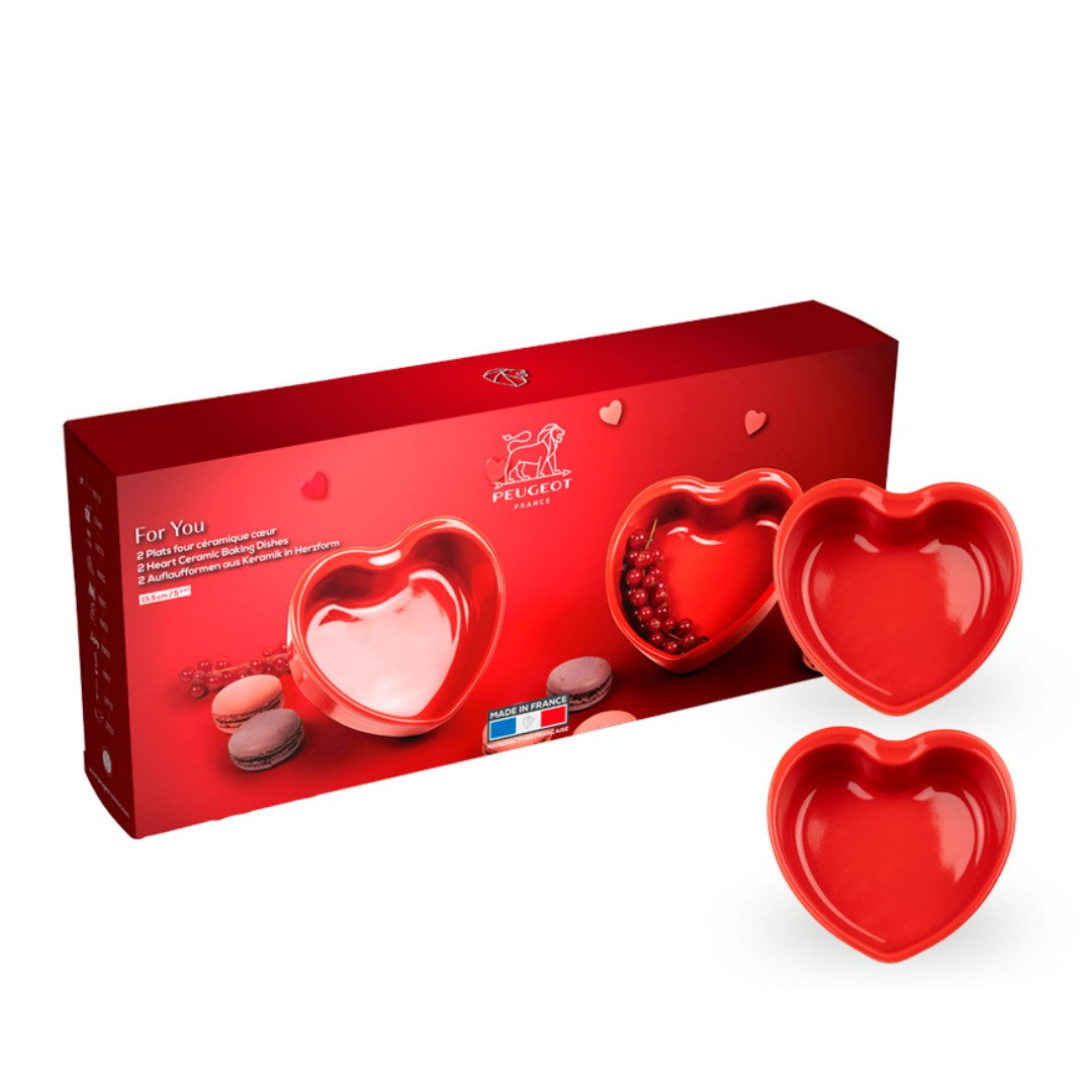 Peugeot For You Mini Red Heart Baker 5" Set Of 2