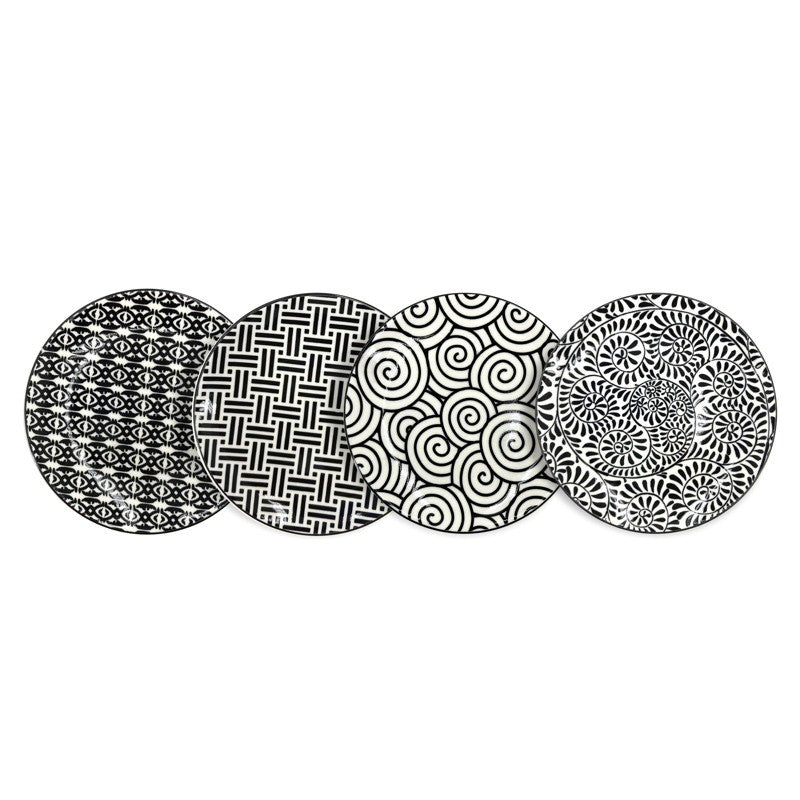 BIA Black & White Appetizer Plate Set Of 4