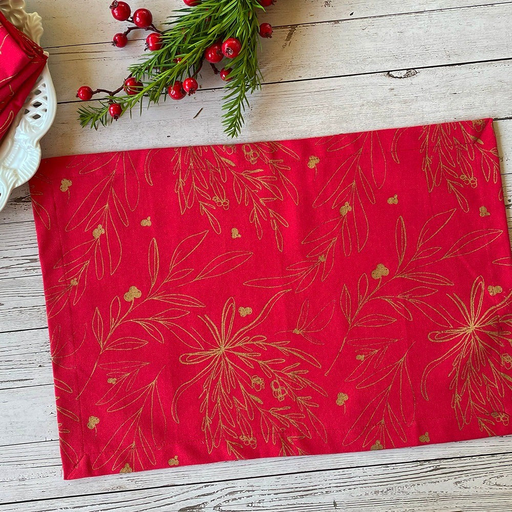 Mahogany Placemat Glitter Red