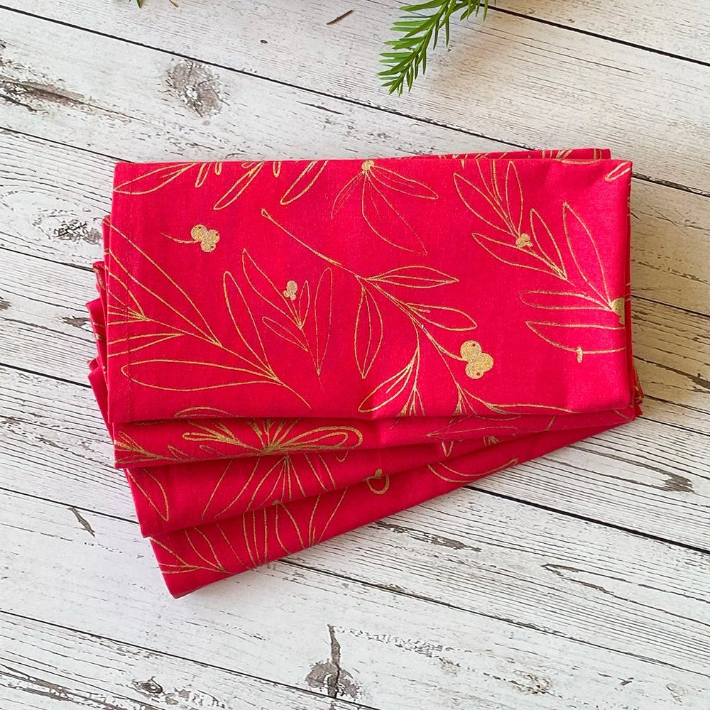 Mahogany Napkin Set Of 4 Glitter Red