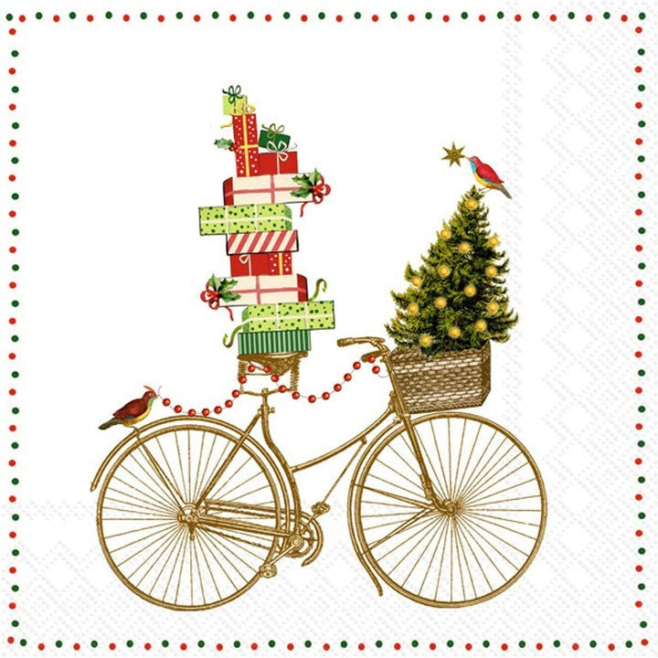 IHR Christmas Luncheon Napkin 20 Pack Nostalgic Bicycle