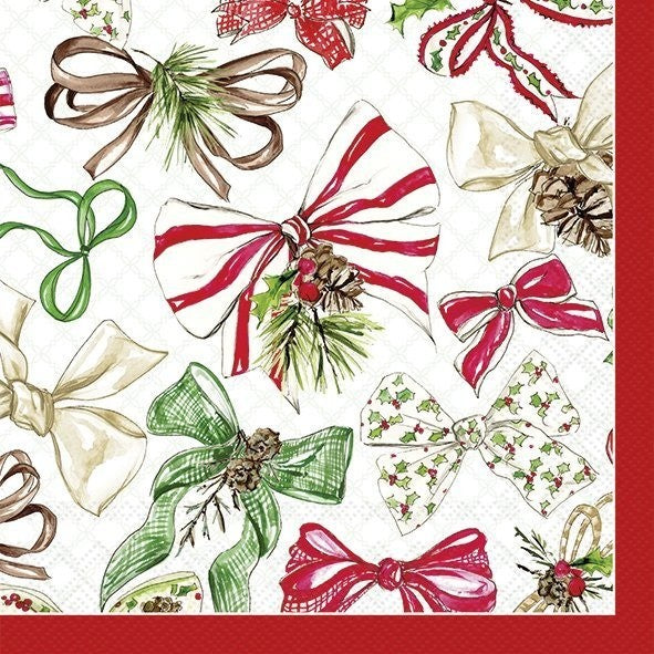 IHR Christmas Cocktail Napkin 20 Pack Red Bow