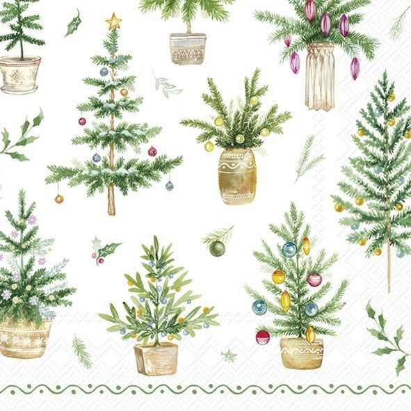 IHR Christmas Cocktail Napkin 20 Pack Festive Holiday Green