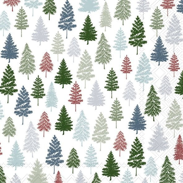IHR Christmas Cocktail Napkin 20 Pack Nordic Forest Blue Green