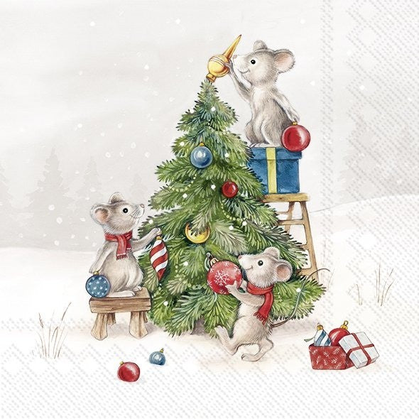 IHR Christmas Cocktail Napkin 20 Pack Mice At Work