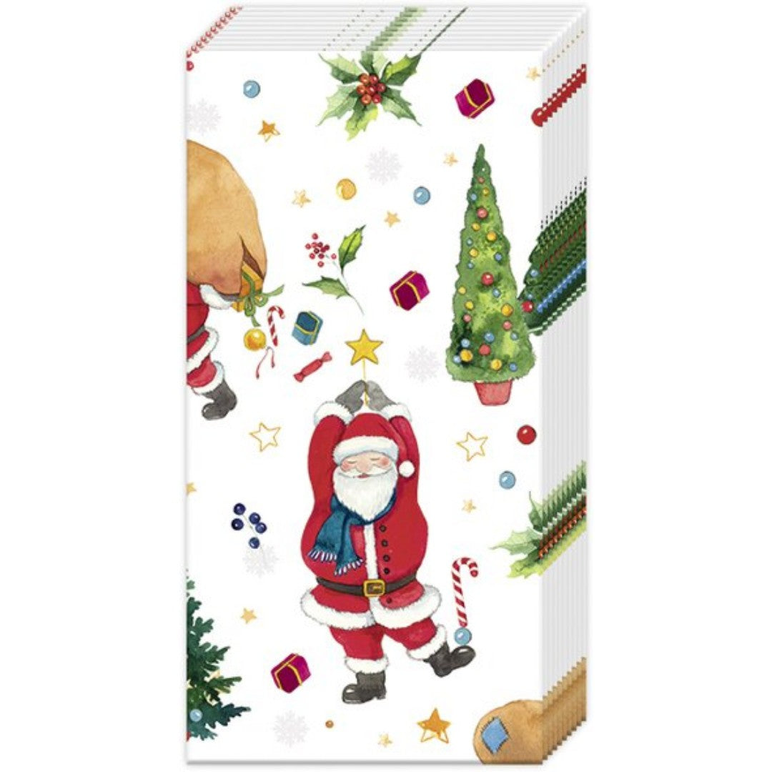 IHR Christmas Pocket Tissue 10 Pack Santas Look