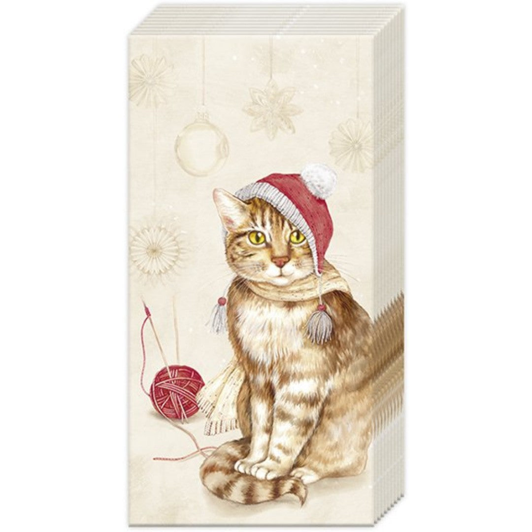 IHR Christmas Pocket Tissue 10 Pack Jill Cat