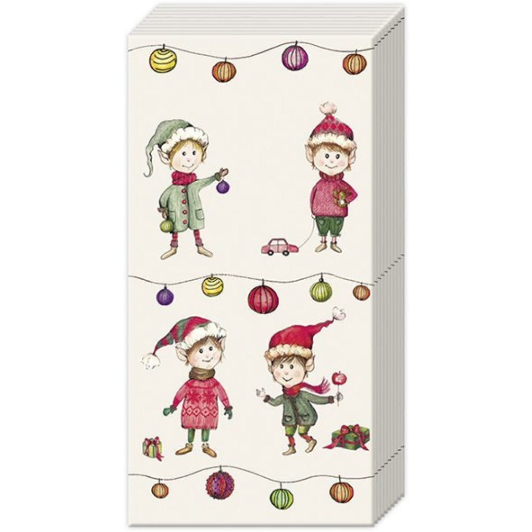 IHR Christmas Pocket Tissue 10 Pack Elves At Work