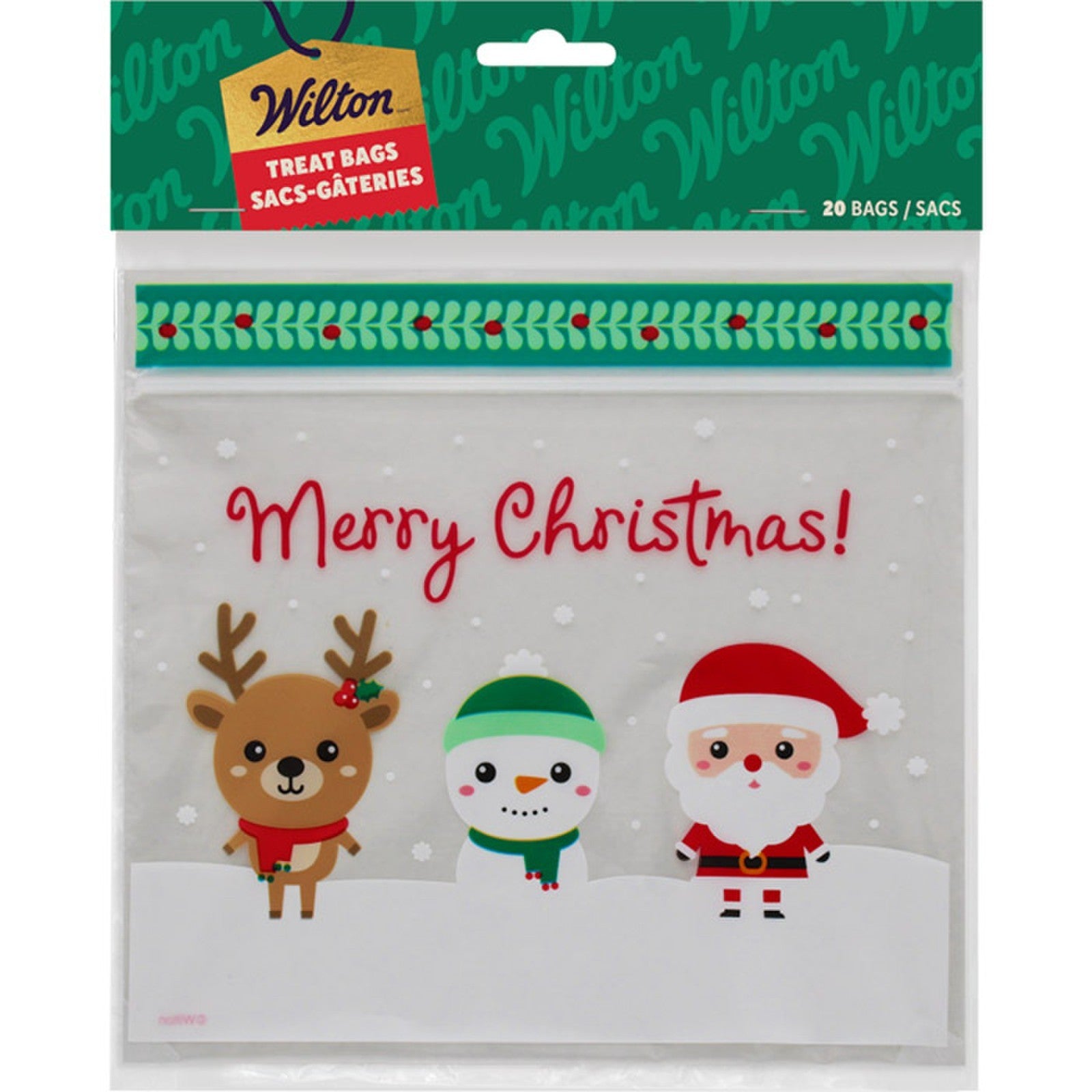 Wilton Christmas Santa & Friends Resealable Treat Bag Pack Of 20