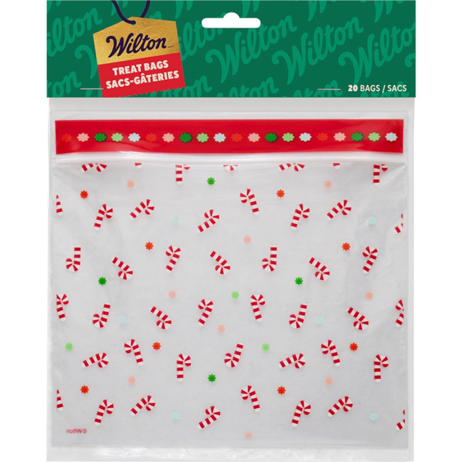 Wilton Christmas Candy Cane Resealable Treat Bag Pack Of 20