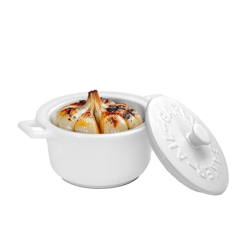 BIA White Stoneware Garlic Baker 4"