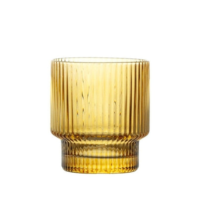 Brilliant Ribbed Amber Drinking Glass Set Of 4