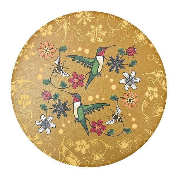 Native Northwest Ceramic Trivet Yellow Hummingbird