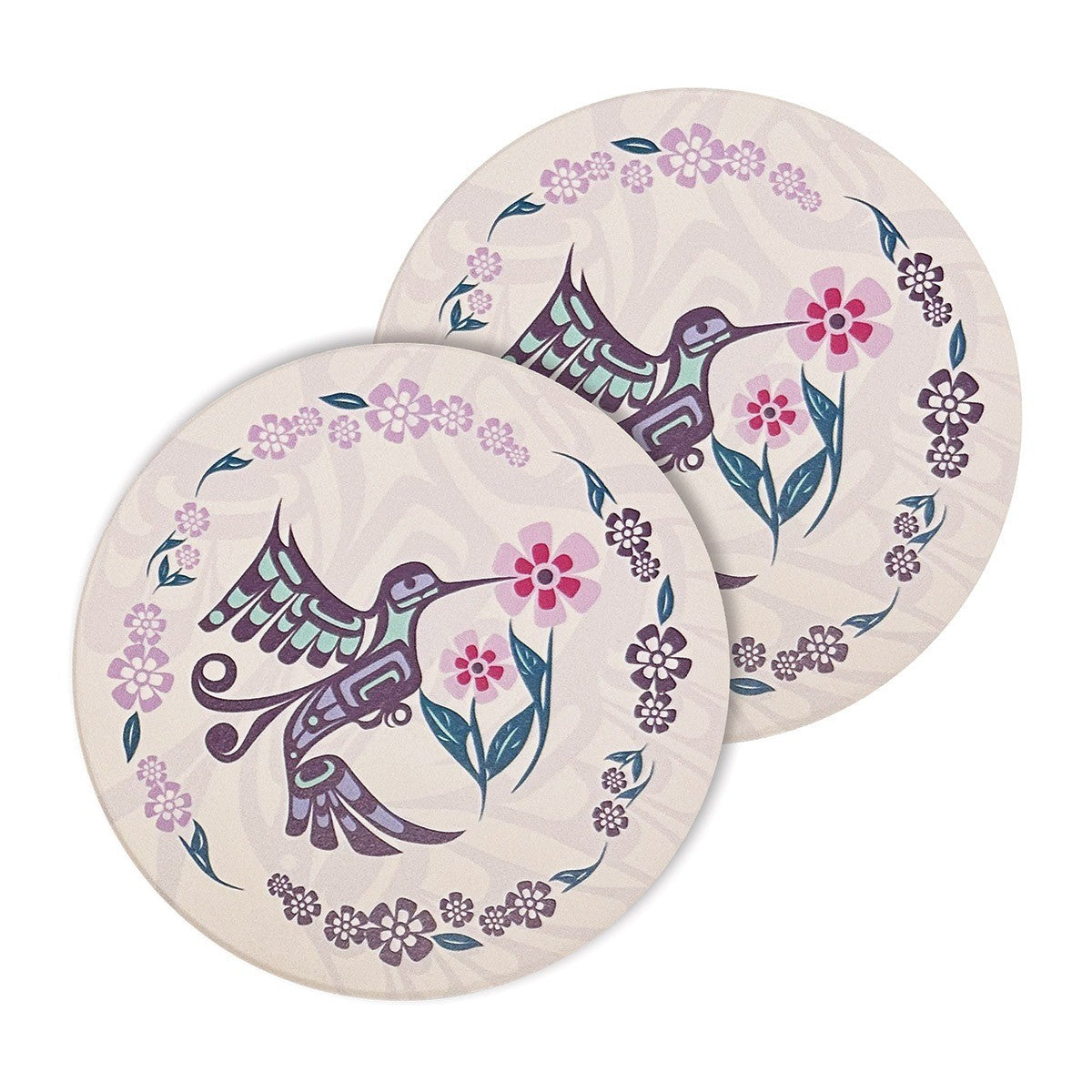 Native Northwest Ceramic Coaster Set Of 2 Hummingbird