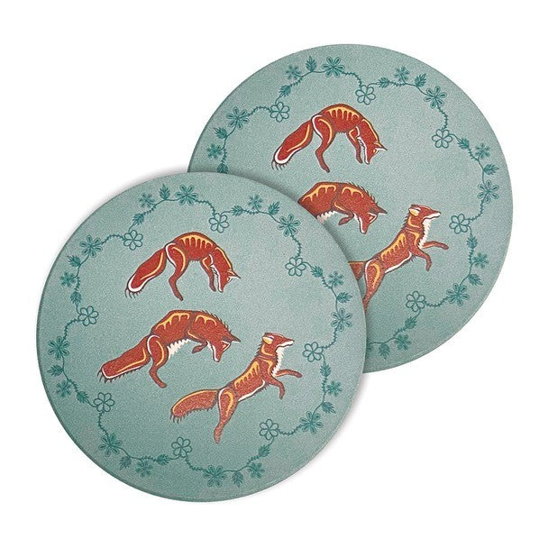 Native Northwest Ceramic Coaster Set Of 2 Foxes - iQ living