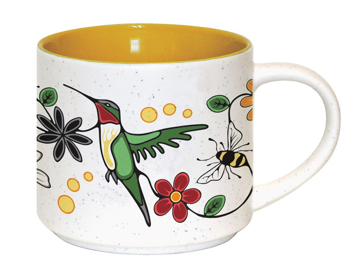 Native Northwest 16oz Ceramic Mug Yellow Hummingbird - iQ living