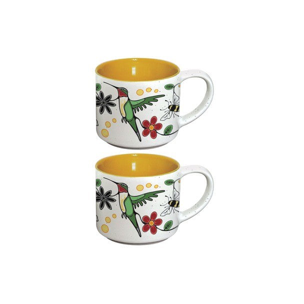 Native Northwest 3oz Espresso Mug Set Of 2 Yellow Hummingbird