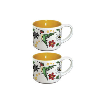 Native Northwest 3oz Espresso Mug Set Of 2 Yellow Hummingbird