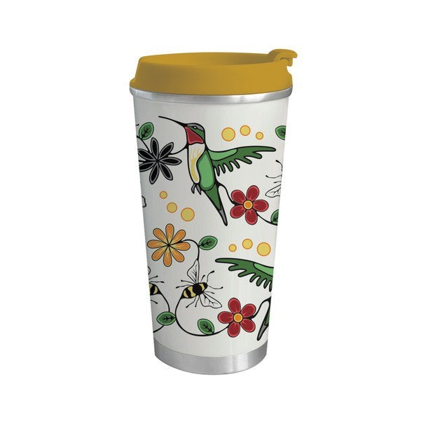 Native Northwest Travel Mug 18oz - Yellow Hummingbird