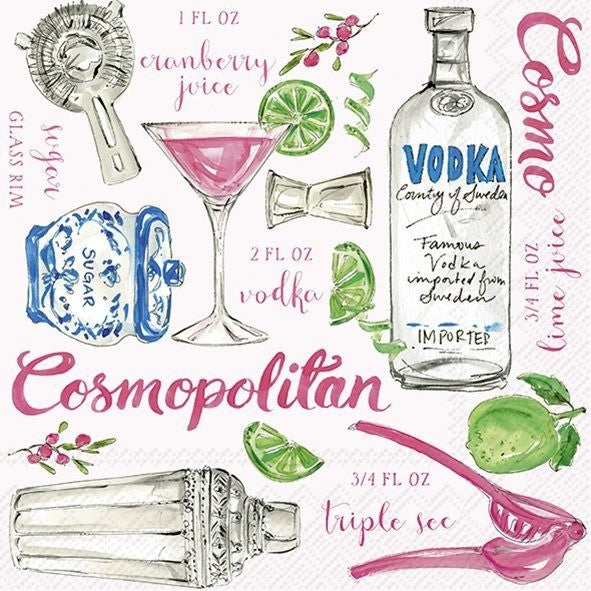 IHR Cocktail Napkin 20 Pack Cosmopolitan