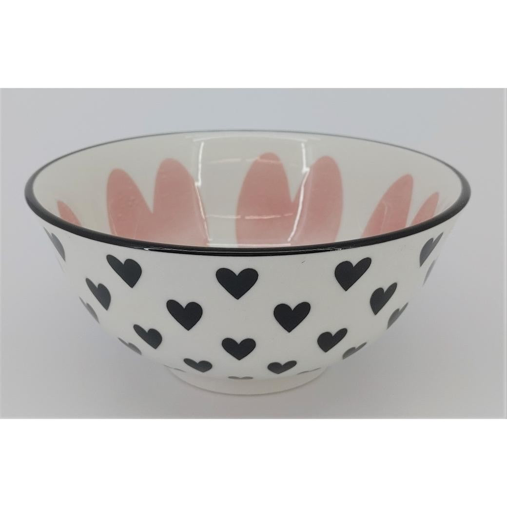 Table Creations Dessert Bowl 4.5" - Black & Red Hearts - iQ living