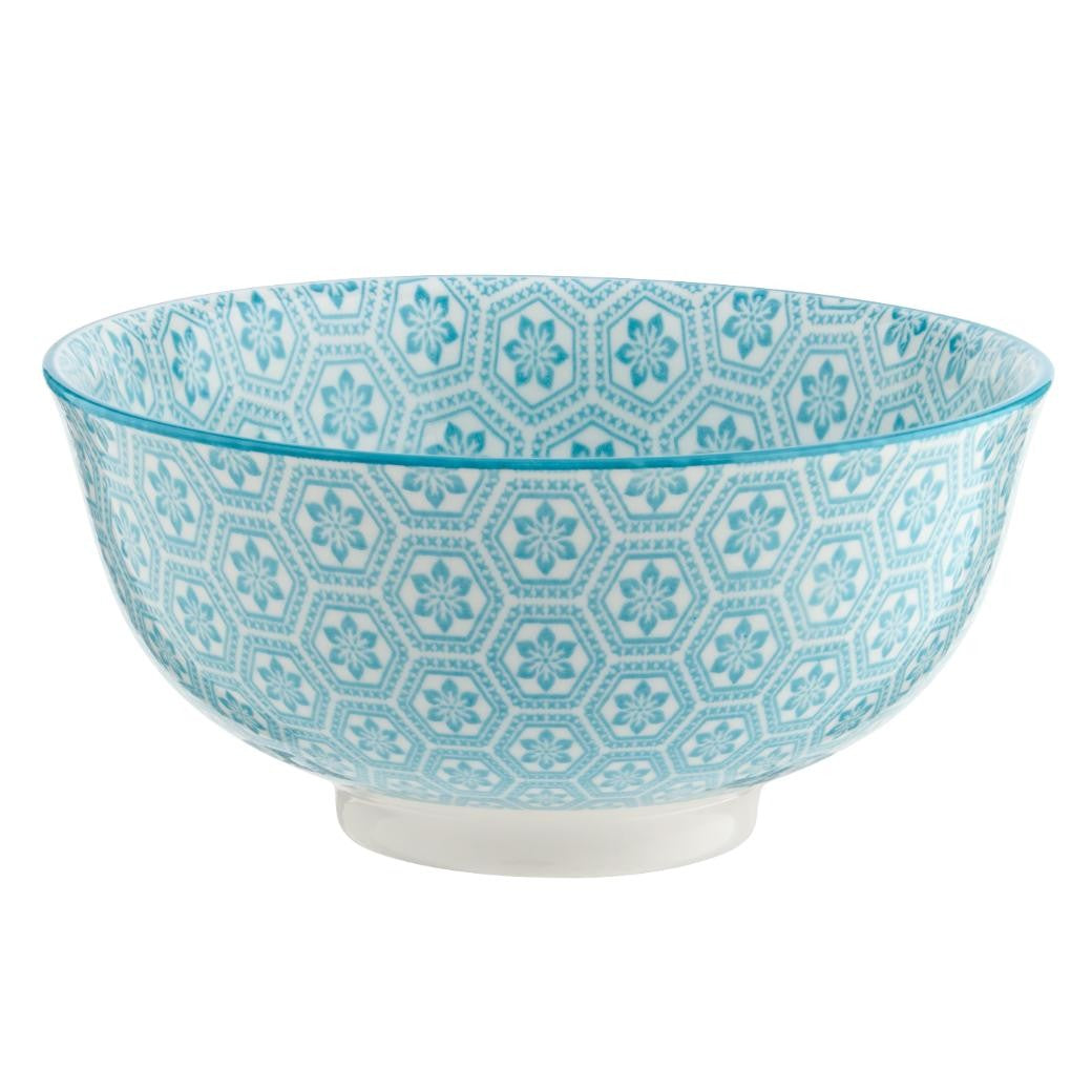 Table Creations Dessert Bowl 4.5" - Turquoise Floral