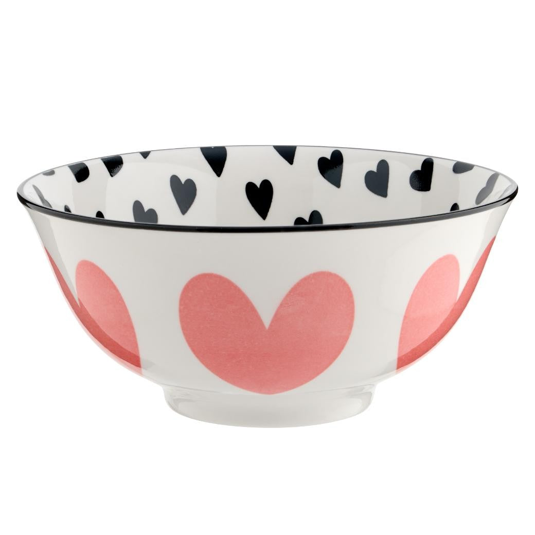 Table Creations Cereal Bowl 6" - Big Red & Black Hearts - iQ living