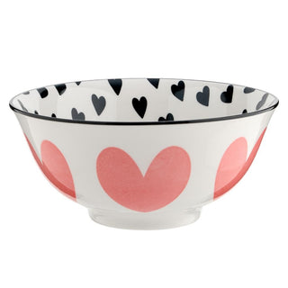 Table Creations Cereal Bowl 6" - Big Red & Black Hearts