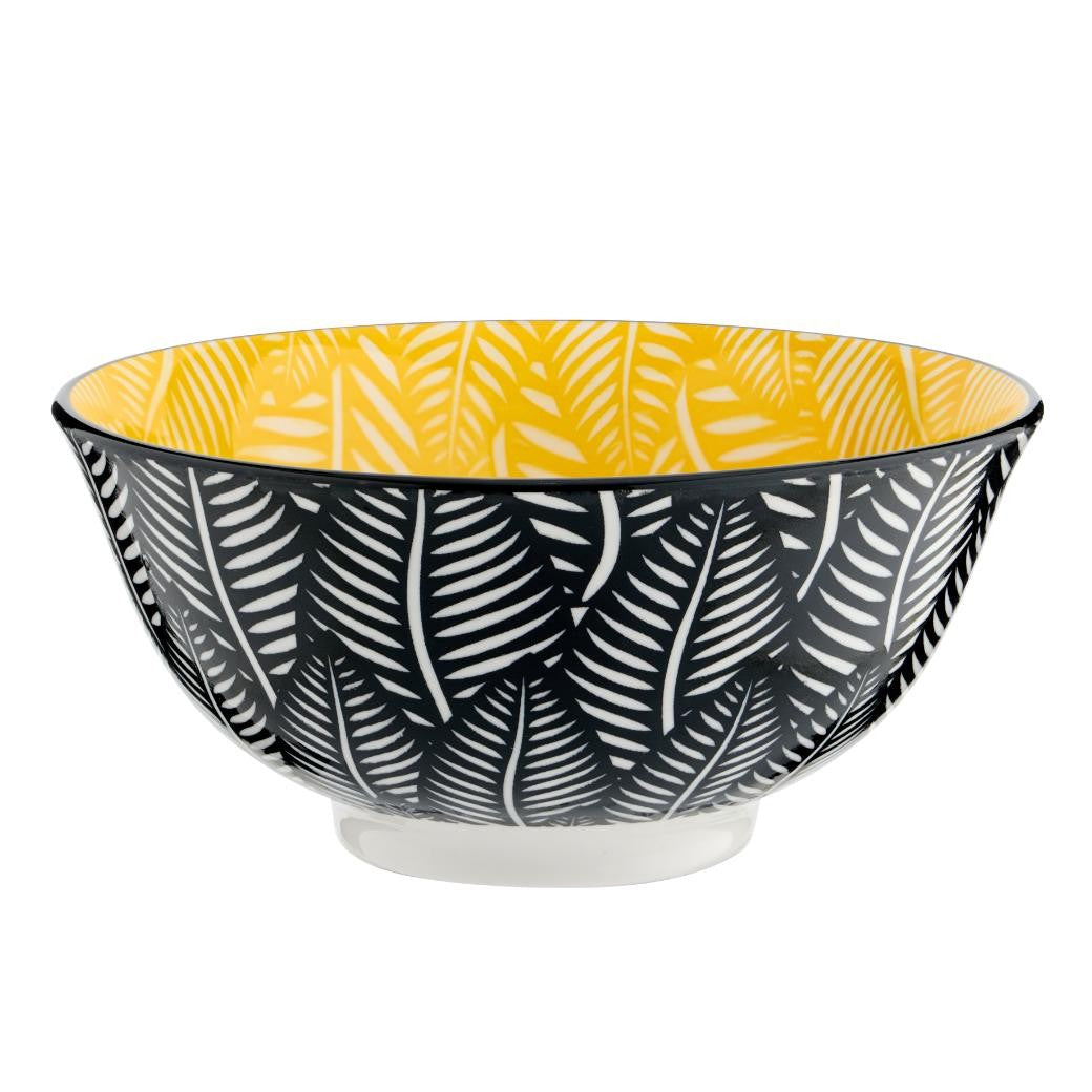 Table Creations Soup Bowl 8" - Black & Yellow Leaves