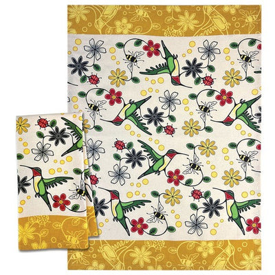 Native Northwest Cotton Tea Towel Yellow Hummingbird