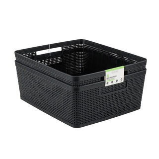 Neat & Tidy Weave Plastic Basket Medium - EACH - Black