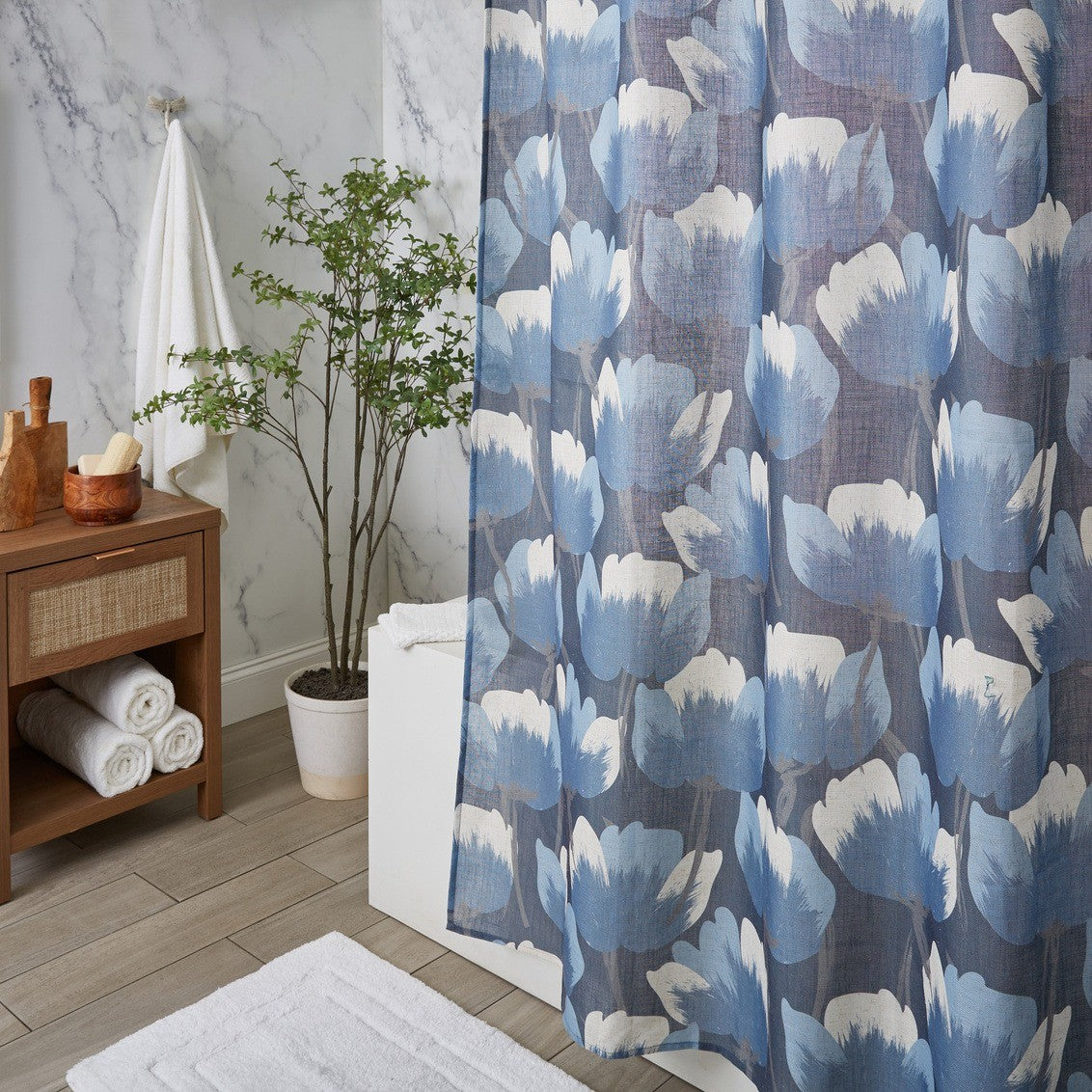 Moda At Home Fabric Shower Curtain Dharam Blue - iQ living