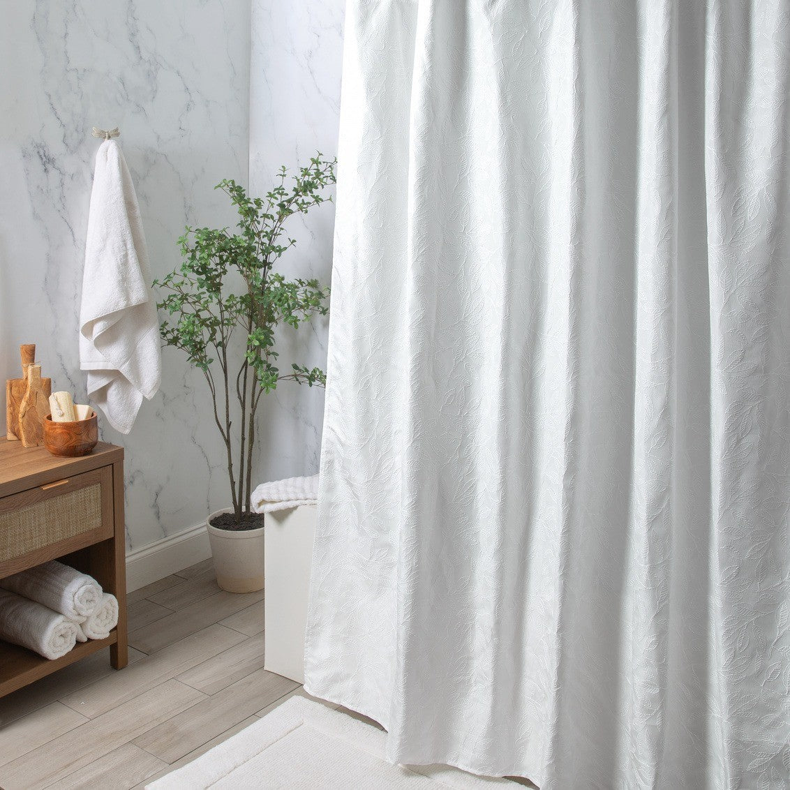 Moda At Home Fabric Shower Curtain Birch White - iQ living