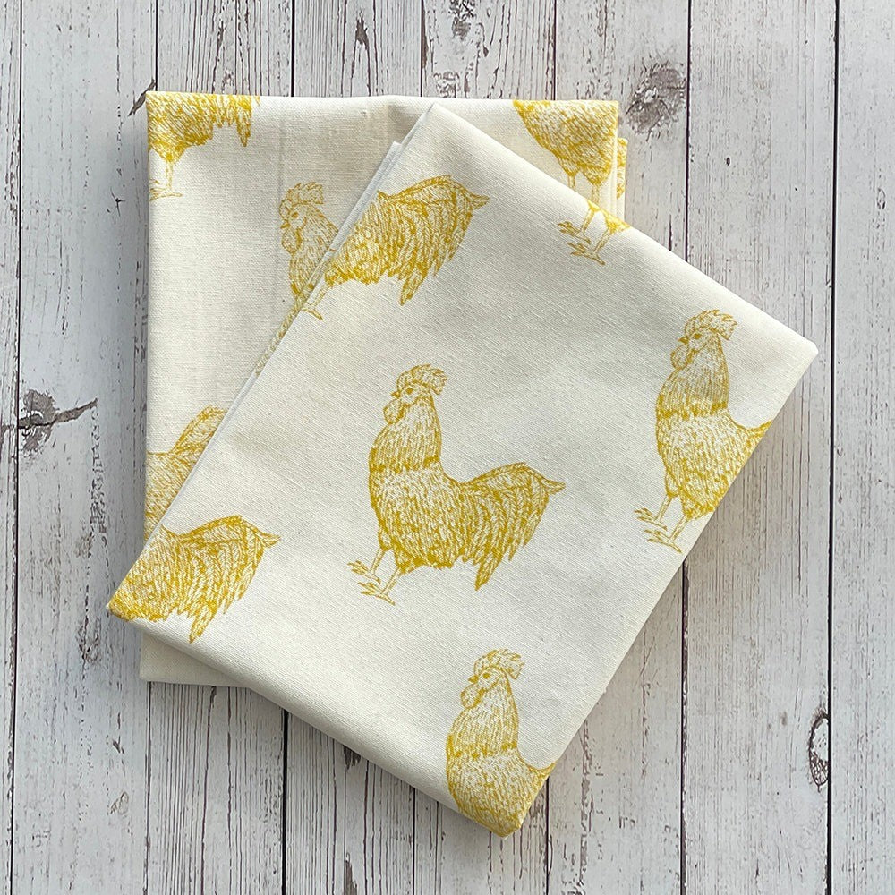 Mahogany Tea Towel Set Of 2 Rooster Dijon