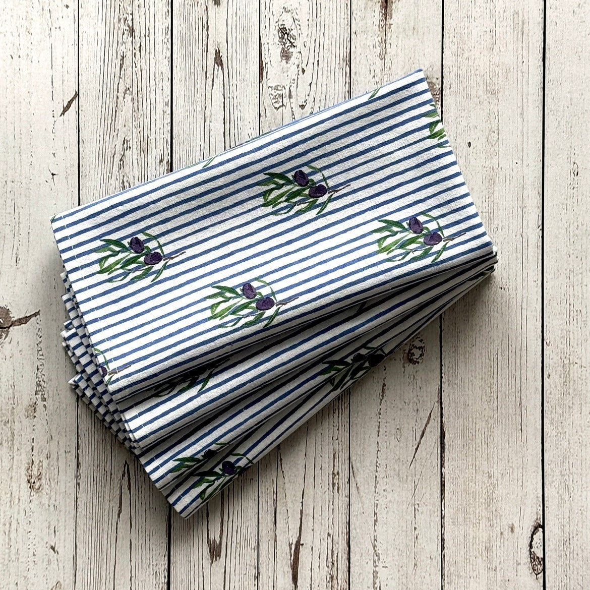 Mahogany Napkin Set Of 4 Striped Olive