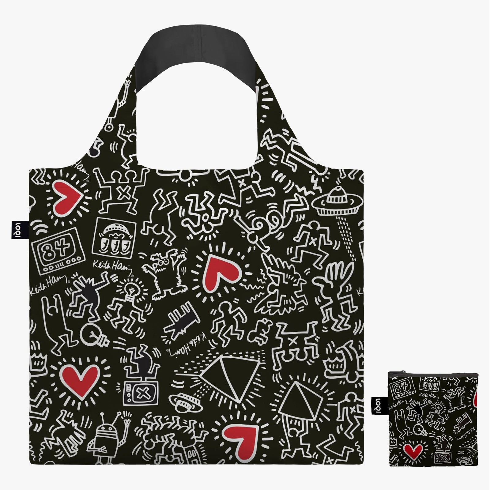 LOQI Tote Bag - Keith Haring Black Pattern