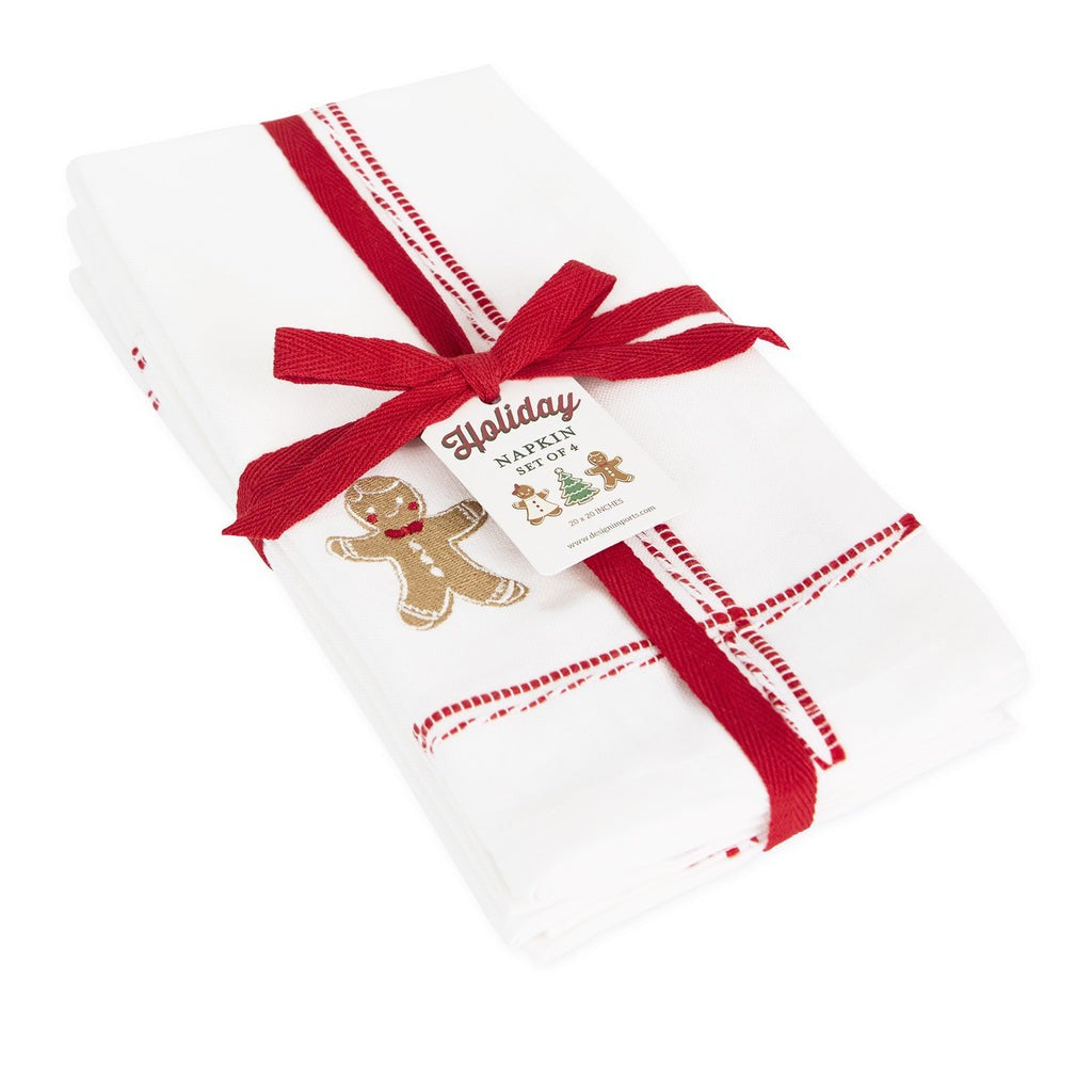 Design Imports Christmas Napkin Set Of 4 Gingerbread Man