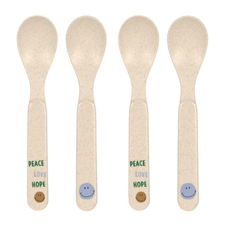 Lassig Toddler Spoons Happy Rascals Set Of 4 - Smile Sky Blue