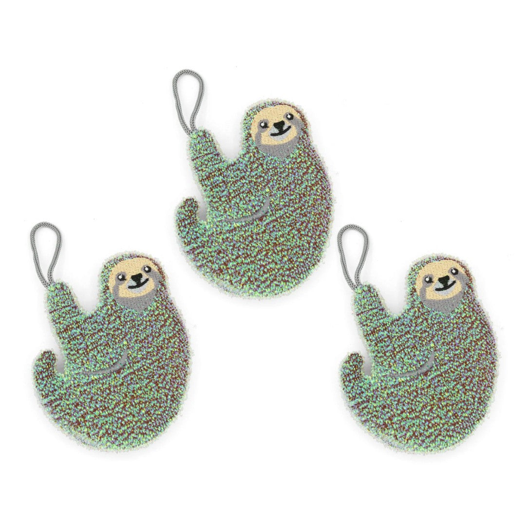 Kikkerland Sloth Scrub Sponge Set Of 3