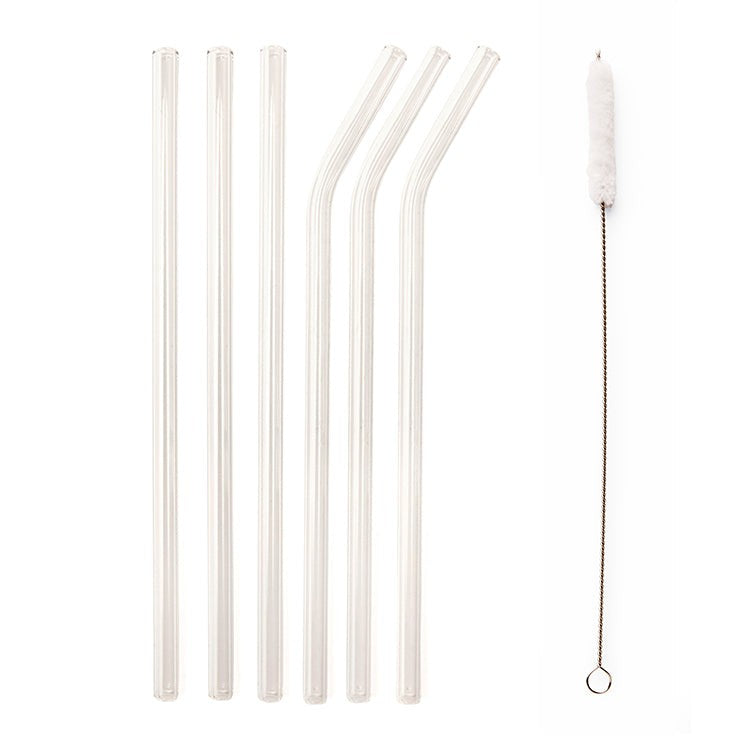 Kikkerland Reusable Glass Straw Set Of 6