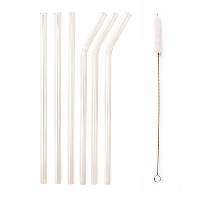Kikkerland Reusable Glass Straw Set Of 6